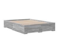 HEFZGDB Cadre de lit avec tiroirs gris Sonoma - 135 x 190 cm - En bois - Lit simple et double - Pour chambre d'amis, auberge, salon, chambre à coucher