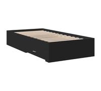 HEFZGDB Cadre de lit avec tiroirs - Noir - 75 x 190 cm - En bois - Pour chambre d'amis, auberge, salon, chambre à coucher