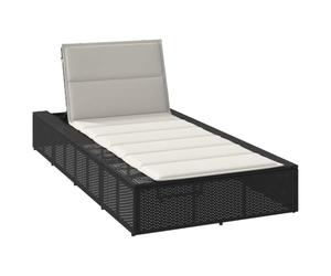 HEFZGDB Chaise longue flottante en polyrotin noir avec dossier réglable et coussin rembourré pour jardin et terrasse, meubles de relaxation d'extérieur en rotin PE et cadre en acier