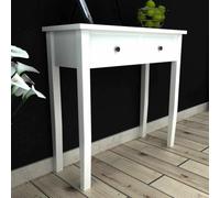HEFZGDB Coiffeuse table console avec deux tiroirs blanc, design en bois de pin MDF de qualité supérieure pour salon, couloir, table d'appoint compacte avec espace de rangement, laqué durable.