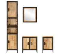 HEFZGDB Ensemble de 4 meubles de salle de bain en fer et bois massif de mangue, petite armoire à chaussures, armoire à médicaments, petite armoire pour cuisine, salle de bain, toilettes, chambre