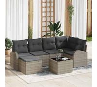 HEFZGDB Ensemble de canapé 7 pièces avec coussins et espace de rangement, gris clair, en polyrotin, pour jardin et terrasse, structure modulaire avec cadre en acier et housses amovibles, résistant aux