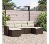 HEFZGDB Ensemble de canapé de jardin 6 pièces avec coussins en rotin synthétique marron, design modulaire et housses amovibles pour une expérience d'assise confortable en plein air, rotin PE durable