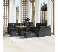 HEFZGDB Ensemble de canapé de jardin avec coussins, 13 pièces, en polyrotin, noir, design modulaire moderne, pour terrasse et jardin