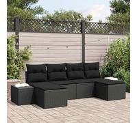 HEFZGDB Ensemble de canapé de jardin avec coussins - 4 pièces - Noir - En rotin synthétique - Pour terrasse et balcon - Design modulaire et construction résistante aux intempéries