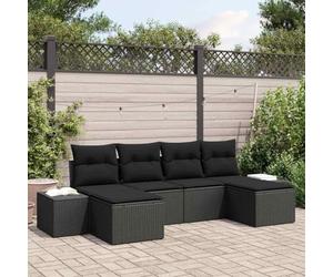 HEFZGDB Ensemble de canapé de jardin avec coussins - 4 pièces - Noir - En rotin synthétique - Pour terrasse et balcon - Design modulaire et construction résistante aux intempéries