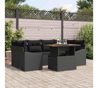 HEFZGDB Ensemble de canapé de jardin avec espace de rangement, 7 pièces, en polyrotin, noir, design modulaire, ensemble de meubles d'extérieur pour terrasse, explication du remplissage du régulateur :