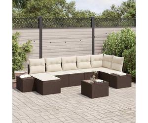HEFZGDB Ensemble de canapé de jardin moderne 7 pièces avec coussins et espace de rangement, marron, en rotin synthétique et acier, table réglable en hauteur, canapé d'angle modulaire pour terrasse