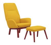 HEFZGDB Fauteuil de relaxation avec tabouret, en tissu jaune moutarde, chaise de coiffeuse, chaise de salle à manger, salle de séjour, chambre à coucher, bureau