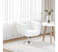 HEFZGDB Fauteuil pivotant en cuir synthétique blanc - Réglable en hauteur - Avec siège rembourré et pied en acier chromé - Pour salon et bureau - Design moderne et bas