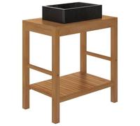 HEFZGDB Lavabo en teck massif avec lavabo en marbre noir - Petite armoire de salle de bain - Armoire à pharmacie pour salle de bain, salon, toilettes, chambre d'amis