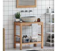 HEFZGDB Lavabo en teck massif avec lavabo en pierre de rivière, armoire de bureau, armoire de salle de bain, armoire polyvalente pour salon, toilettes, salle de bain, chambre d'amis