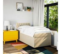 HEFZGDB Lit à sommier tapissier avec matelas Crème 90 x 190 cm Tissu Daybed Lit d'appoint Lit simple pour chambre d'amis, chambre à coucher, salon, auberge