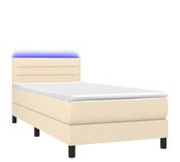 HEFZGDB Lit à sommier tapissier avec matelas et LED crème 90 x 190 cm en tissu double lit d'appoint lit familial lit simple pour auberge, chambre d'amis, salon, chambre à coucher