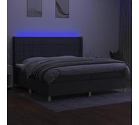 HEFZGDB Lit à sommier tapissier avec matelas et LED Gris foncé 200 x 200 cm Tissu Daybed Cadre de lit familial Lit simple pour auberge, chambre à coucher, chambre d'amis, salon