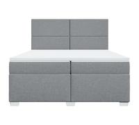 HEFZGDB Lit à sommier tapissier avec matelas, gris clair, 200 x 200 cm, tissu simple, cadre de lit familial, lit simple pour chambre d'amis, chambre à coucher, salon, auberge