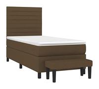 HEFZGDB Lit à sommier tapissier avec matelas, marron foncé, 100 x 200 cm, tissu pour adolescent, lit d'invité, lit simple pour chambre à coucher, chambre d'amis, auberge, salon
