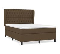 HEFZGDB Lit à sommier tapissier avec matelas, marron foncé, 140 x 200 cm, en tissu, lit simple, lit d'invité, lit double, cadre de lit pour auberge, chambre d'amis, salon