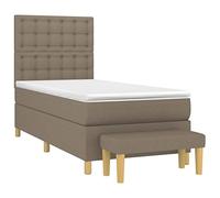 HEFZGDB Lit à sommier tapissier avec matelas, taupe, 90 x 190 cm, en tissu, lit d'appoint, lit familial, pour chambre à coucher, chambre d'amis, salon, auberge