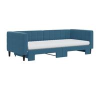 HEFZGDB Lit de jour extensible avec matelas, bleu, 90 x 200 cm, en velours, lit d'appoint, lit simple pour chambre à coucher, chambre d'amis, auberge, salon