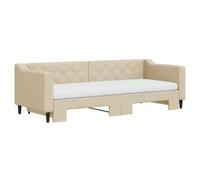 HEFZGDB Lit de jour extensible avec matelas, crème, 80 x 200 cm, en tissu, lit simple, lit d'invité, lit double, cadre de lit pour chambre d'amis, auberge, chambre à coucher, salon