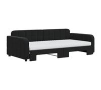HEFZGDB Lit de jour extensible avec matelas - Noir - 100 x 200 cm - En velours - Pour chambre à coucher, auberge, salon, chambre d'amis