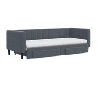 HEFZGDB Lit de jour extensible avec tiroirs Gris foncé 80 x 200 cm Lit d'appoint en velours Lit simple pour chambre à coucher, chambre d'amis, auberge, salon