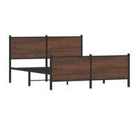 HEFZGDB Lit en métal sans matelas - Marron - Aspect chêne - 160 x 200 cm - Lit pour adolescent - Lit familial - Cadre de lit pour auberge, chambre à coucher, salon, chambre d'amis