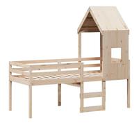 HEFZGDB Lit mezzanine avec toit - 90 x 200 cm - En pin massif - Cadre de lit pour auberge, chambre à coucher, salon, chambre d'amis