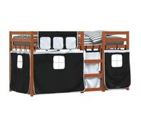 HEFZGDB Lit superposé avec rideaux - Blanc et noir - 80 x 200 cm - En bois de pin - Lit familial - Lit simple pour chambre à coucher, auberge, chambre d'amis, salon