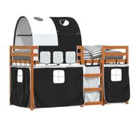 HEFZGDB Lit superposé avec rideaux, blanc, noir, 90 x 200 cm, en bois de pin, lit double, lit d'appoint, lit familial, lit simple pour chambre d'amis, auberge, chambre à coucher, salon