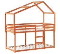 HEFZGDB Lit superposé avec toit marron ciré - 80 x 200 cm - Bois massif de pin - Lit d'appoint - Lit familial - Lit double pour auberge, chambre d'amis, salon, chambre à coucher
