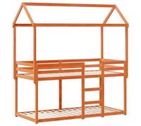 HEFZGDB Lit superposé avec toit marron ciré 80 x 200 cm en bois massif de pin pour adolescent, cadre de lit familial, lit double pour chambre à coucher, chambre d'amis, salon, auberge