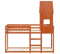 HEFZGDB Lit superposé avec toit marron ciré 90 x 190 cm en bois massif de pin pour invités, lit familial pour salon, chambre à coucher, auberge, chambre d'amis