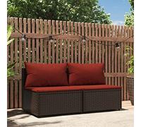 HEFZGDB Lot de 2 canapés centraux de jardin avec coussins - Marron - En rotin synthétique - Convient pour jardin, terrasse, piscine