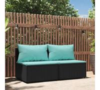 HEFZGDB Lot de 2 canapés de jardin centraux avec coussins - En rotin synthétique - Noir