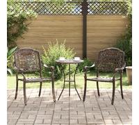 HEFZGDB Lot de 2 chaises de jardin en fonte bronze - En fonte d'aluminium - Style classique - Construction robuste pour l'extérieur - Balcon - Finition résistante aux intempéries - Mat vieilli