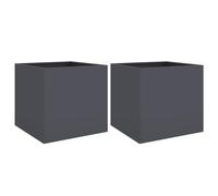 HEFZGDB Lot de 2 pots de fleurs - Anthracite - 49 x 47 x 46 cm - En acier - Petit pot de fleurs - Grand pot de culture d'intérieur - Pour jardin, balcon, cour, terrasse