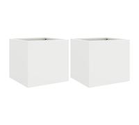 HEFZGDB Lot de 2 pots de fleurs - Blanc - 32 x 30 x 29 cm - En acier - Petit pot de fleurs - Grand pot de culture d'intérieur - Pour jardin, balcon, cour, terrasse