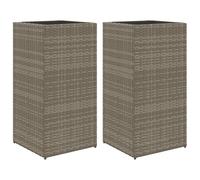 HEFZGDB Lot de 2 pots de fleurs - Gris - 40 x 40 x 80 cm - En polyrotin - Grand pot de fleurs pour intérieur - Pour plantes d'intérieur - Pour parc, balcon, jardin, cour