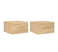 HEFZGDB Lot de 2 tables de chevet murales en chêne Sonoma - 35 x 35 x 20 cm - Armoire de salon, vitrine, cuisine, pharmacie, cuisine, bar - Pour salle de rangement, salon, bureau, chambre à coucher