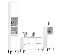 HEFZGDB Lot de 3 meubles de salle de bain en bois blanc, buffet, armoire à chaussures, armoire à médicaments, armoire de salle de bain pour cuisine, salle de bain, chambre d'amis, toilettes