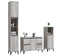 HEFZGDB Lot de 3 meubles de salle de bain gris Sonoma - Buffet à chaussures - Armoire à médicaments - Pour cuisine, salle de bain, chambre d'amis, WC