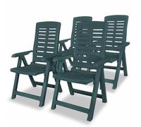 HEFZGDB Lot de 4 chaises de jardin en plastique résistantes aux intempéries avec dossier réglable, pliables et légères pour terrasse, cour et extérieur, durables et simples