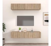 HEFZGDB Lot de 4 meubles TV en chêne Sonoma - 80 x 30 x 30 cm - En bois avec montage mural et espace de rangement - Design élégant avec portes pratiques pour le rangement du salon