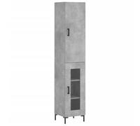 HEFZGDB Meuble haut gris béton - 34,5 x 34 x 180 cm - En bois - Buffet de cuisine - Armoire de pharmacie - Multifonction - Pour cuisine, dessert, boutique, salle à manger, salon
