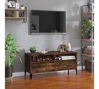 HEFZGDB Meuble TV en chêne fumé - 100 x 34,5 x 44,5 cm - En bois avec beaucoup d'espace de rangement pour l'électronique grand public et le stockage des médias, matériau durable pour le salon