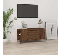 HEFZGDB Meuble TV marron aspect chêne 102 x 44,5 x 50 cm en bois avec 4 compartiments ouverts et 2 tiroirs - Meuble TV de style industriel pour salon - Étagère multimédia stable avec robuste