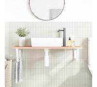 HEFZGDB Plateau de lavabo avec support en acier et bois massif chêne - Armoire de bureau - Armoire de salle de bain - Armoire polyvalente pour salon, cuisine, salle de bain, chambre d'amis