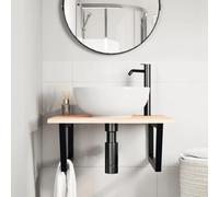 HEFZGDB Plateau de lavabo avec support en acier et bois massif chêne - Armoire de bureau - Armoire de salle de bain - Armoire polyvalente pour salon, cuisine, salle de bain, chambre d'amis